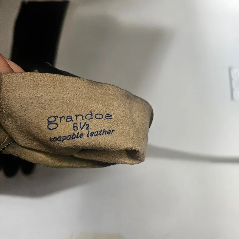 Grandoe Vintage Black Leather Opera Length Evening Gloves Size‎ 6.5 Soapable 60s